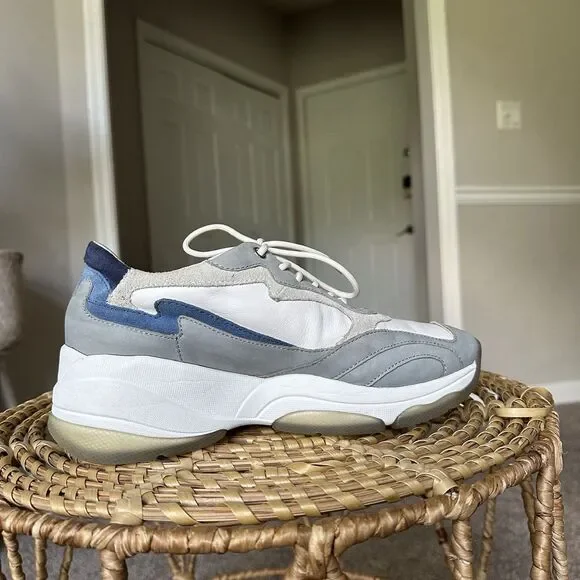 GEOX Kirya Sneaker Sage Leather Women’s US 10 $160 Chunky Trainer Shoes White - Picture 7 of 11